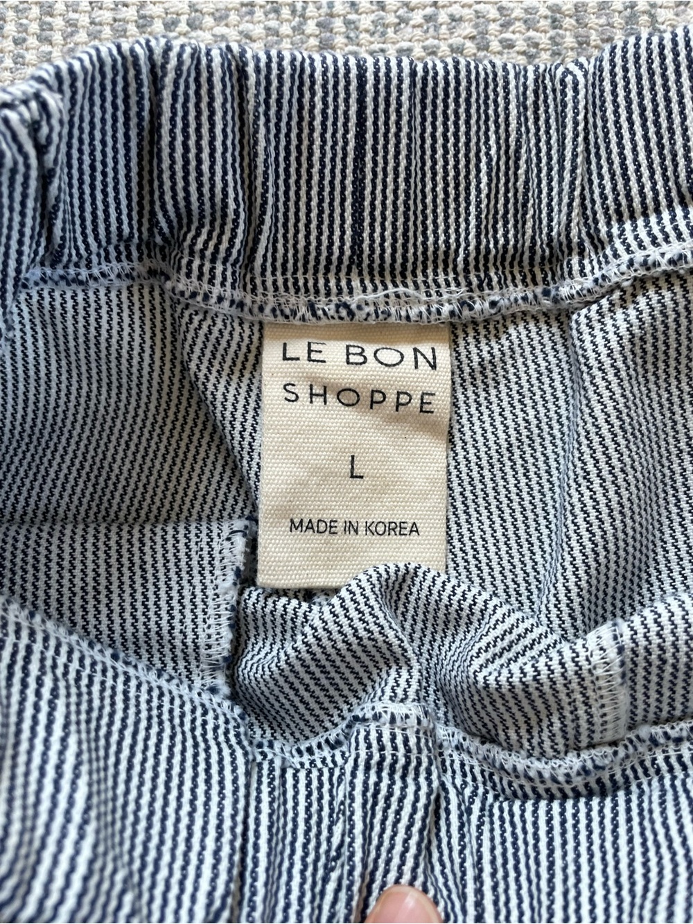 Women’s Elastic-Waist Pinstripe Shorts - Gray - Picture 2 of 3